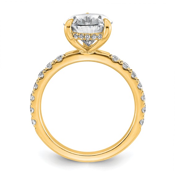 14k 4 3/4 carat Certified Lab Grown Diamond VS/SI+ G+ Pear Complete Solitaire with Flair Engagement Ring