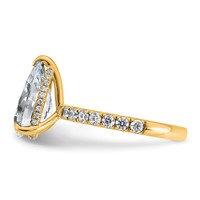 14K Yellow Gold 4.75 Carat Certified Lab Grown Diamond VS+ F+ Pear Complete Solitaire Ring with Flair Engagement view 3