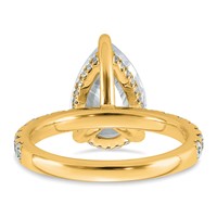 14K Yellow Gold 4.75 Carat Certified Lab Grown Diamond VS+ F+ Pear Complete Solitaire Ring with Flair Engagement view 5