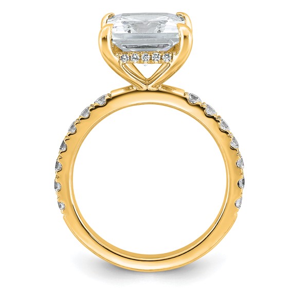 14k 4 3/8 carat Certified Lab Grown Diamond VS/SI+ G+ Princess Complete Solitaire with Flair Engagement Ring