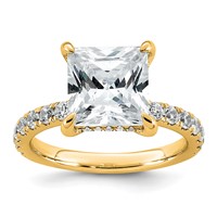 14K Yellow Gold 4.38 Carat Certified Lab Grown Diamond VS+ F+ Princess Complete Solitaire Ring with Flair Engagement view 1