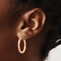14K Rose Gold 3x 25mm Polished Lightweight Tube Hoop Earrings view 3