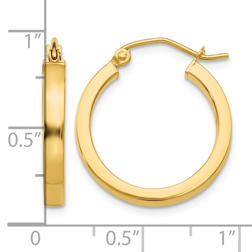 14k 2x3mm Square Tube Hoops (T1042)