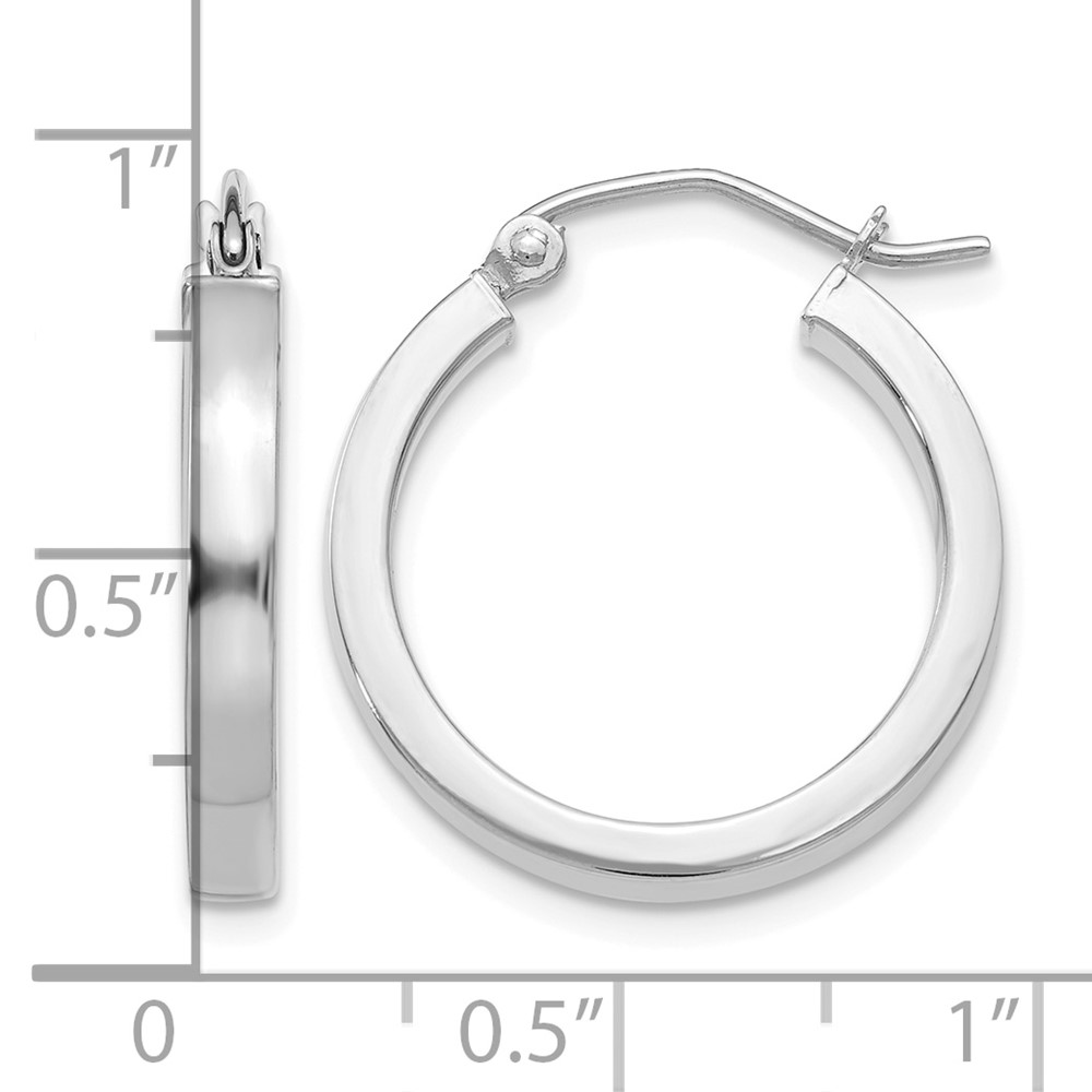 14k White Gold 2x3mm Rectangle Tube Hoop (T1043)