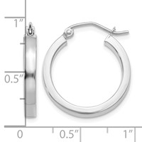 14K White Gold 2x 20mm Polished Rectangle Tube Hoop Earrings view 4