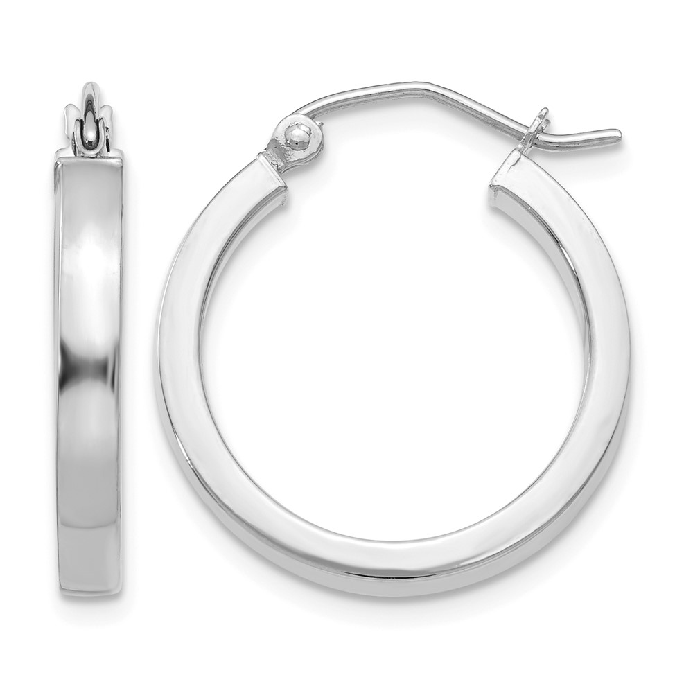 14k White Gold 2x3mm Rectangle Tube Hoop (T1043)