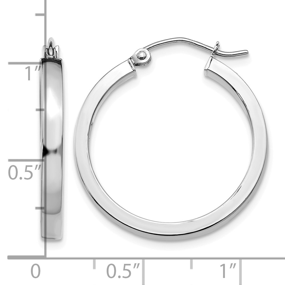 14k White Gold 2x3mm Rectangle Tube Hoop (T1044)