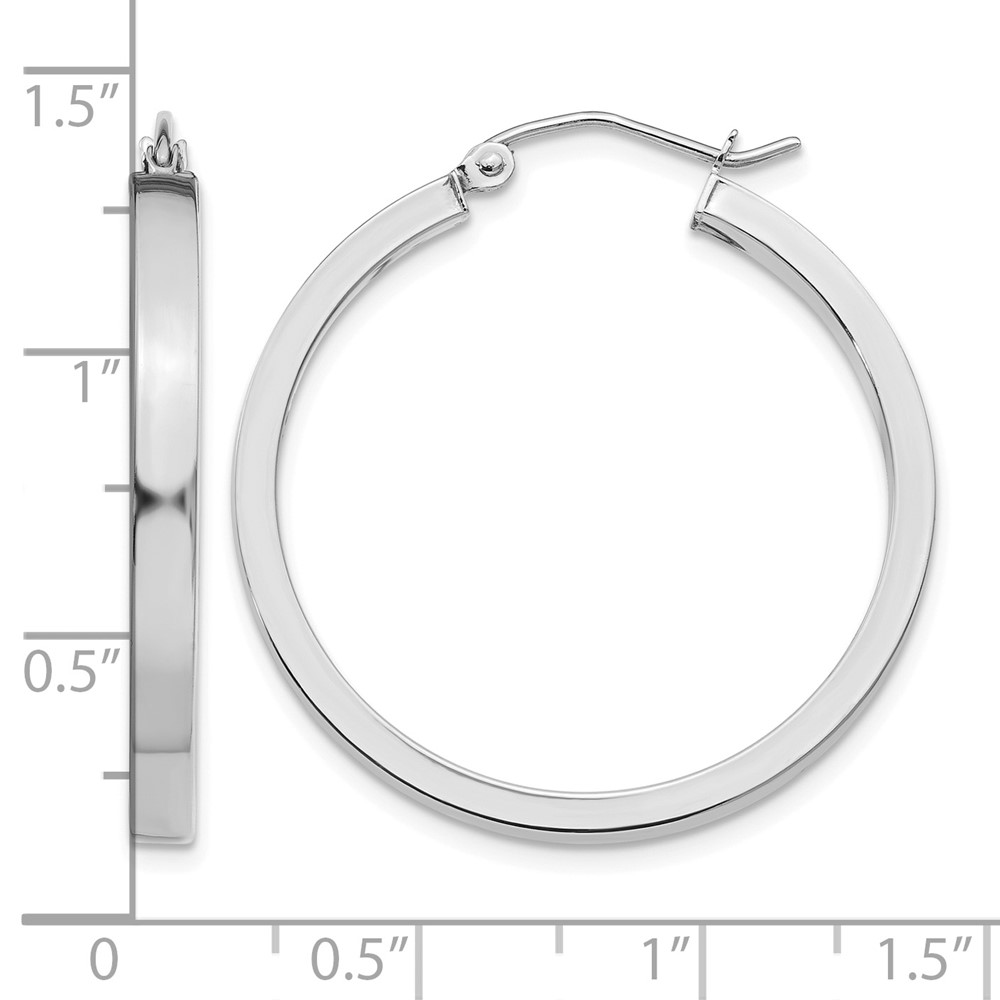 14k White Gold 2x3mm Rectangle Tube Hoop (T1045)
