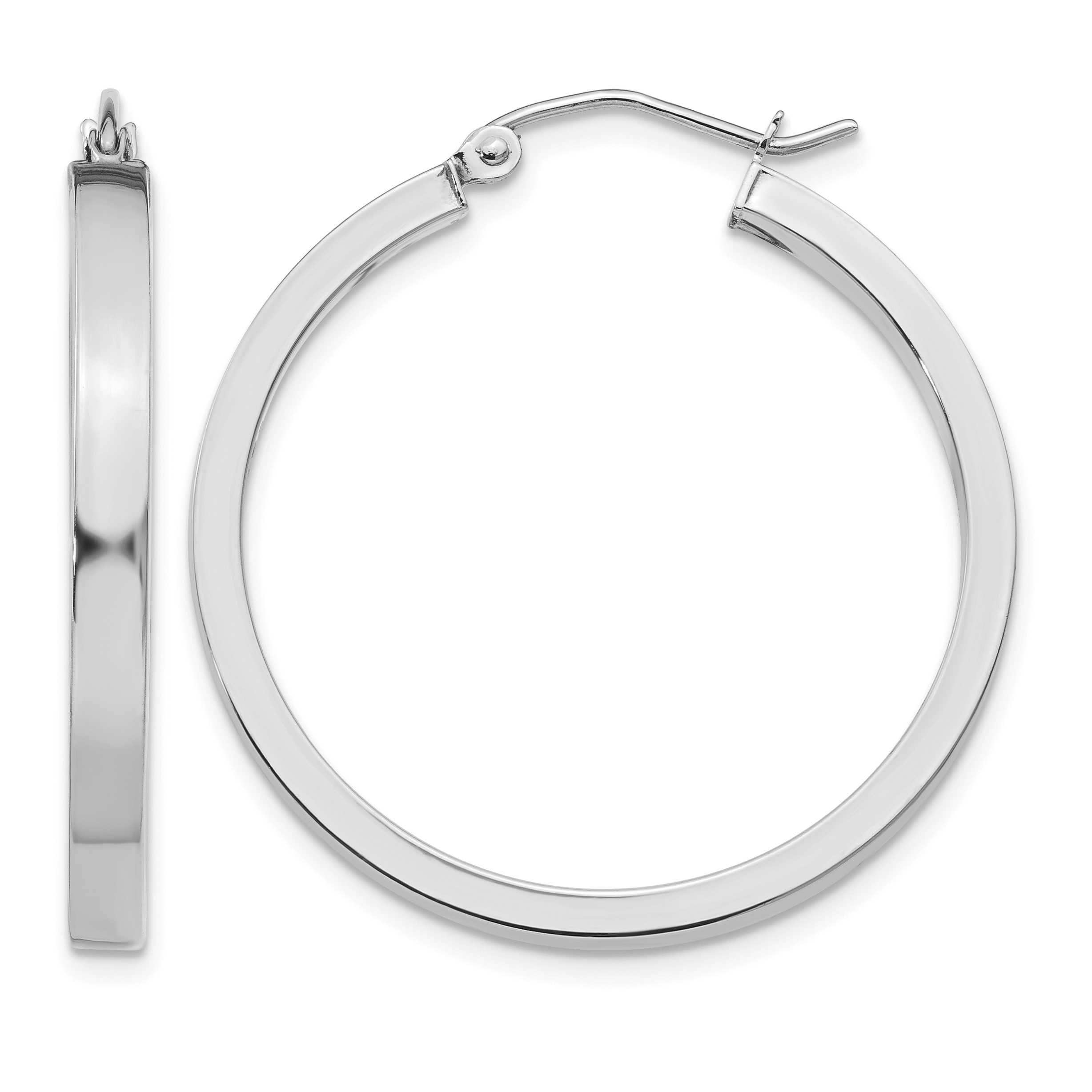 14k White Gold 2x3mm Rectangle Tube Hoop (T1045)