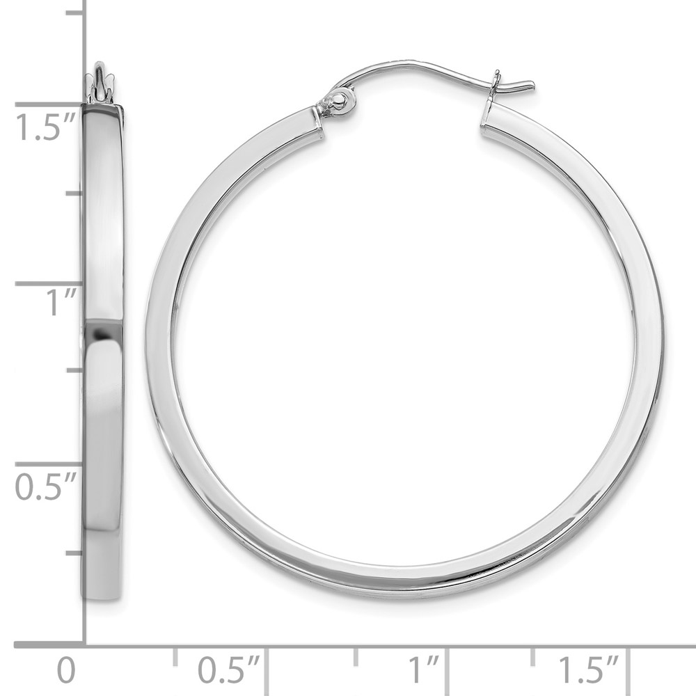 14k White Gold 2x3mm Rectangle Tube Hoop (T1046)