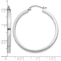 14K White Gold 2x 35mm Polished Rectangle Tube Hoop Earrings view 4
