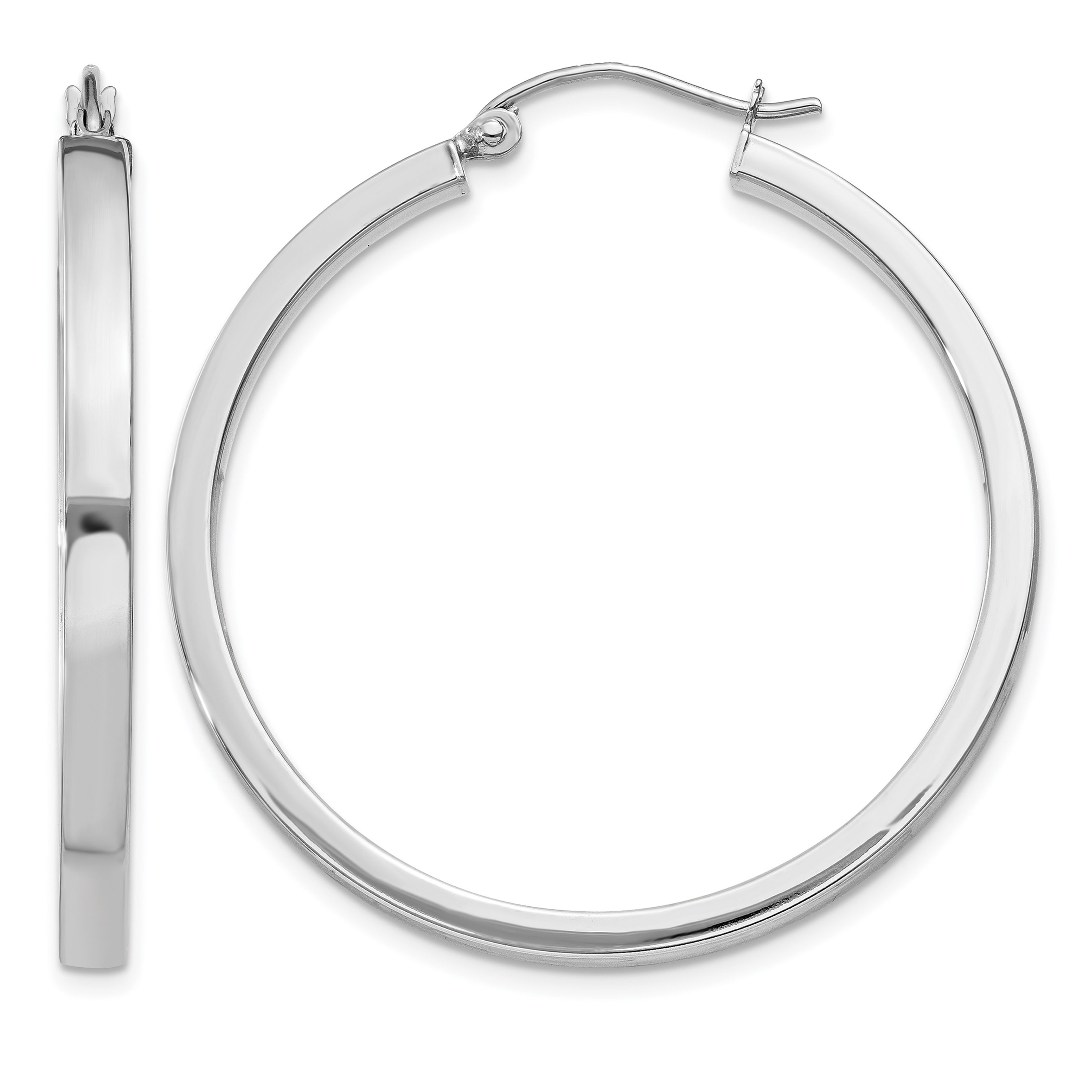 14k White Gold 2x3mm Rectangle Tube Hoop (T1046)