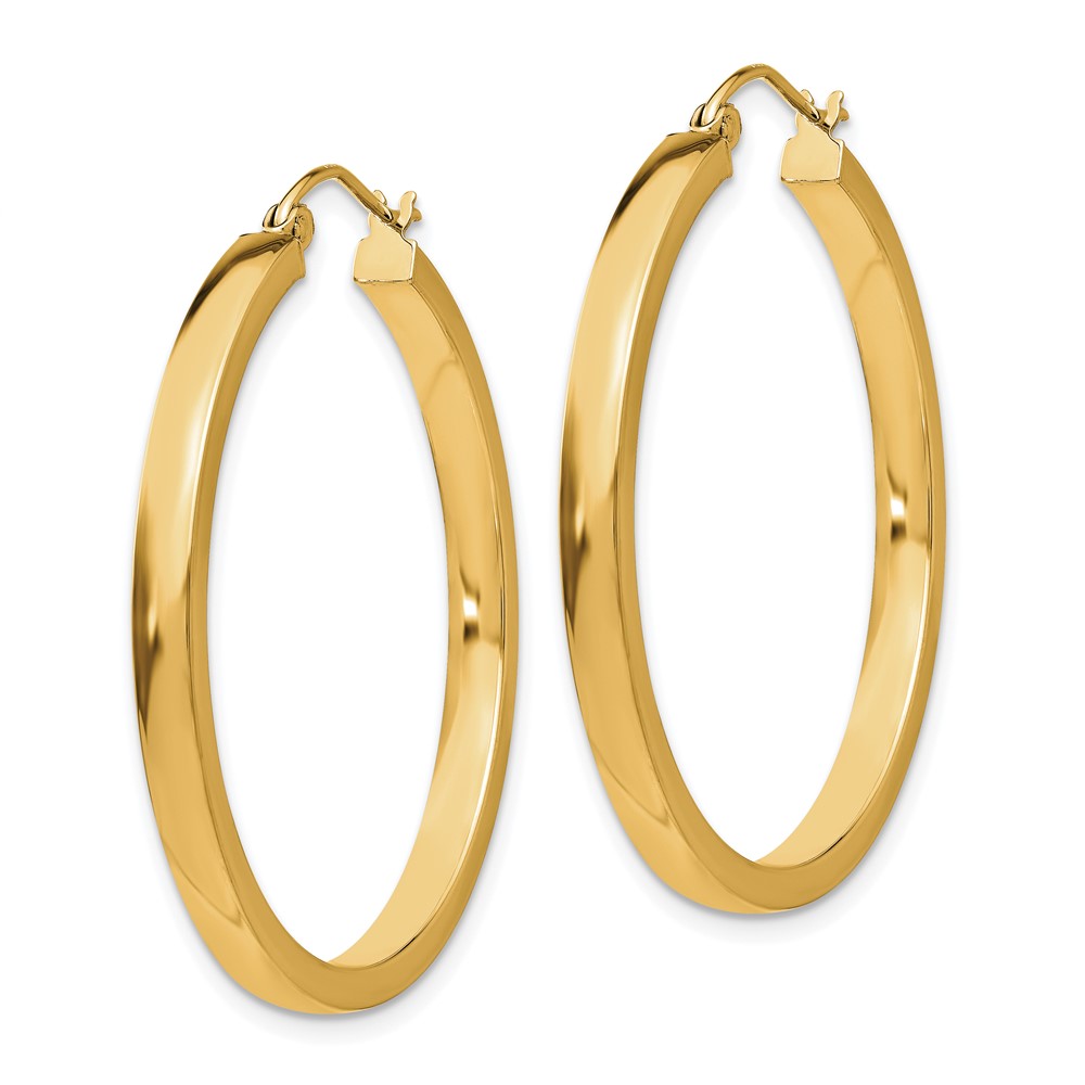 14k Polished 2mm Rectangle Tube Hoop (T1046Y)