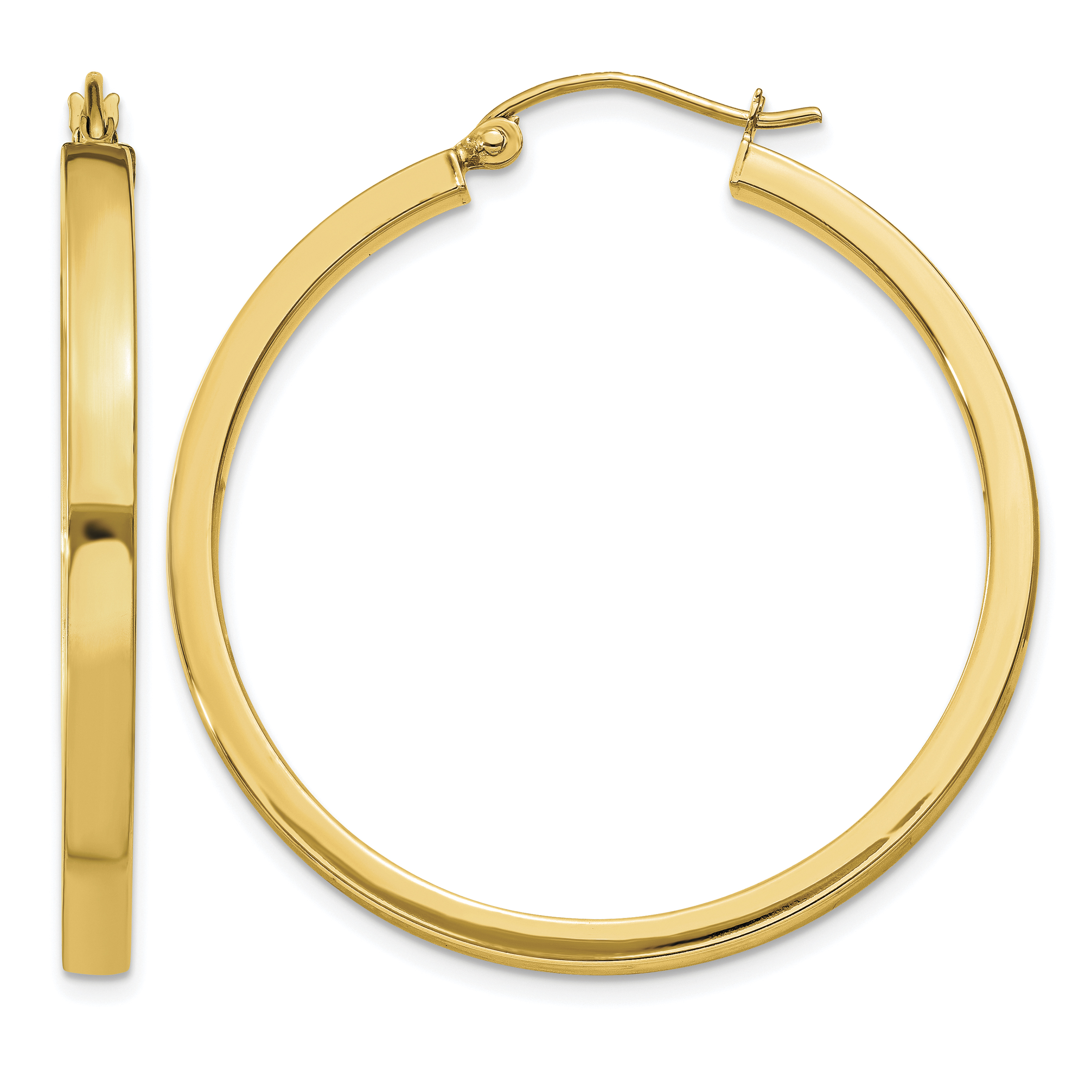 14k Polished 2mm Rectangle Tube Hoop (T1046Y)
