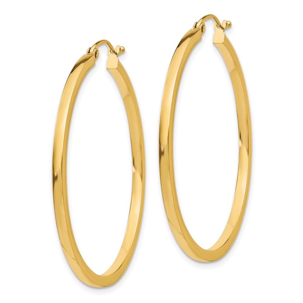 14k 2mm Square Tube Hoop Earrings (T1071)