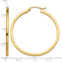 14K Yellow Gold 2x 40mm Square Tube Hoop Earrings view 4