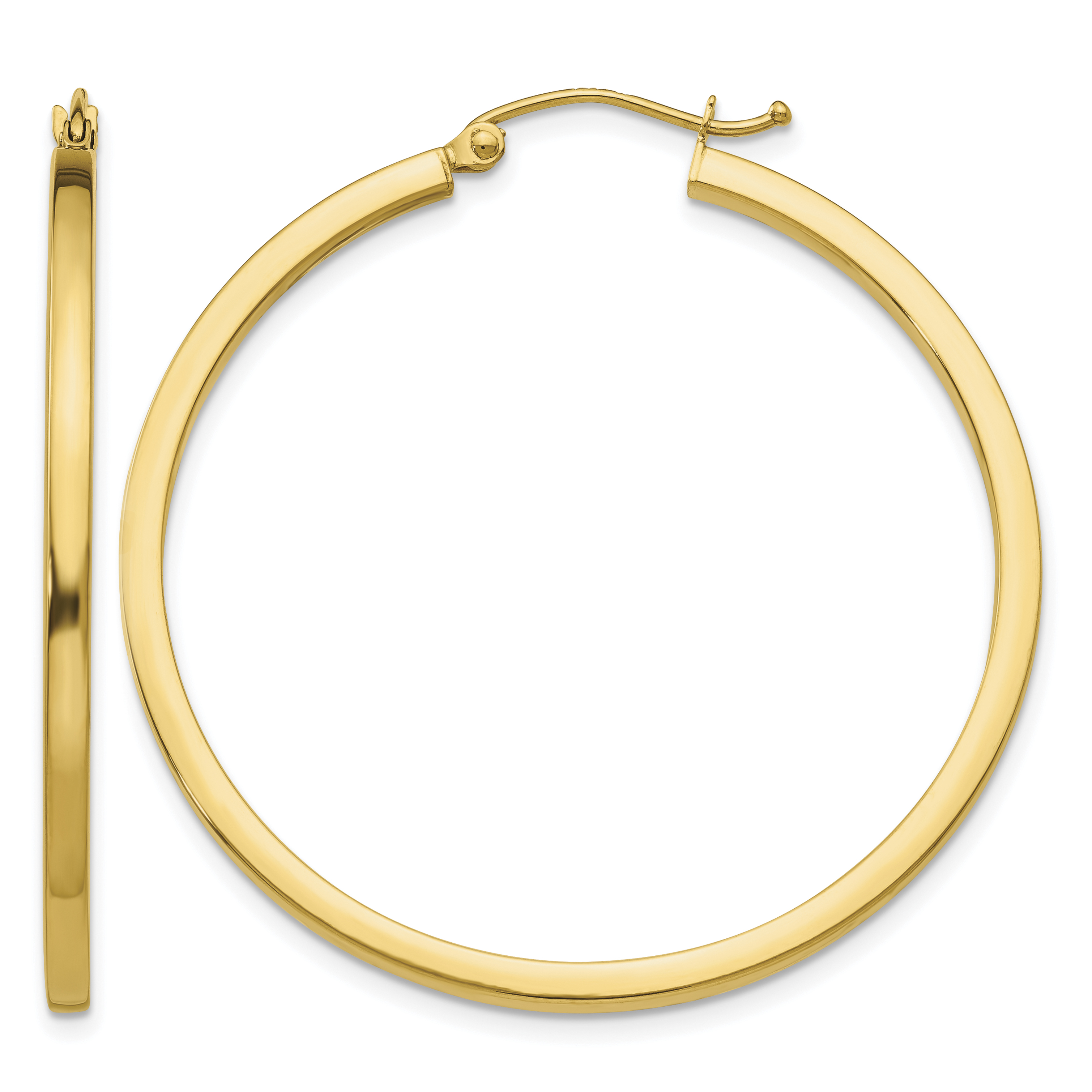 14k 2mm Square Tube Hoop Earrings (T1071)
