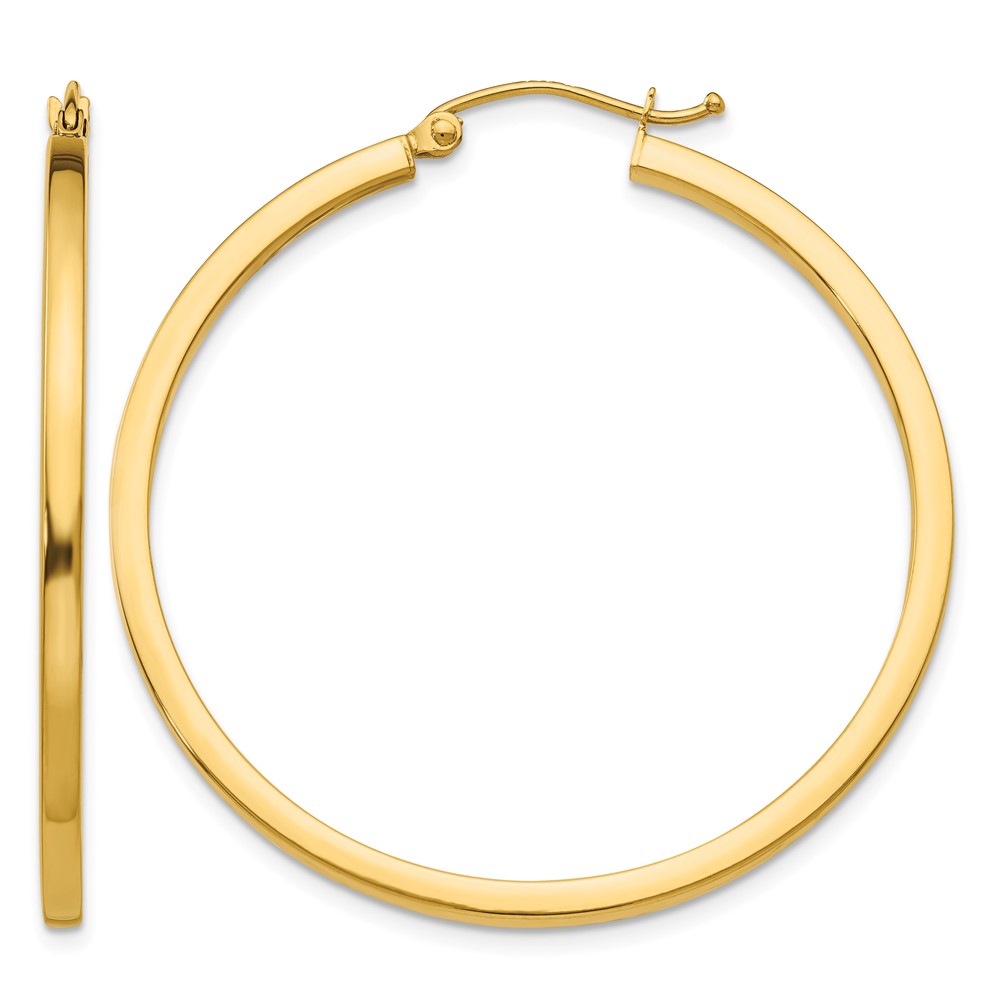 14k 2mm Square Tube Hoop Earrings (T1071)