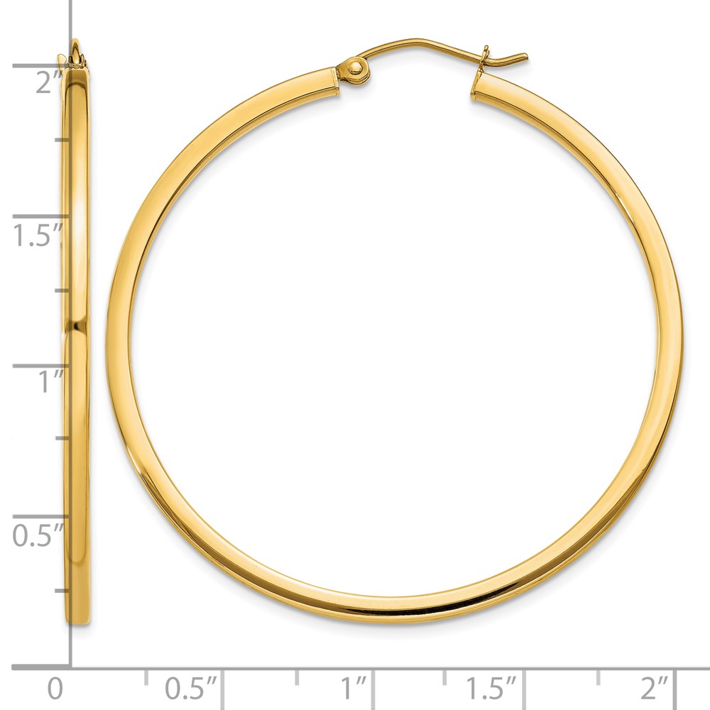 14k 2mm Square Tube Hoop Earrings (T1072)