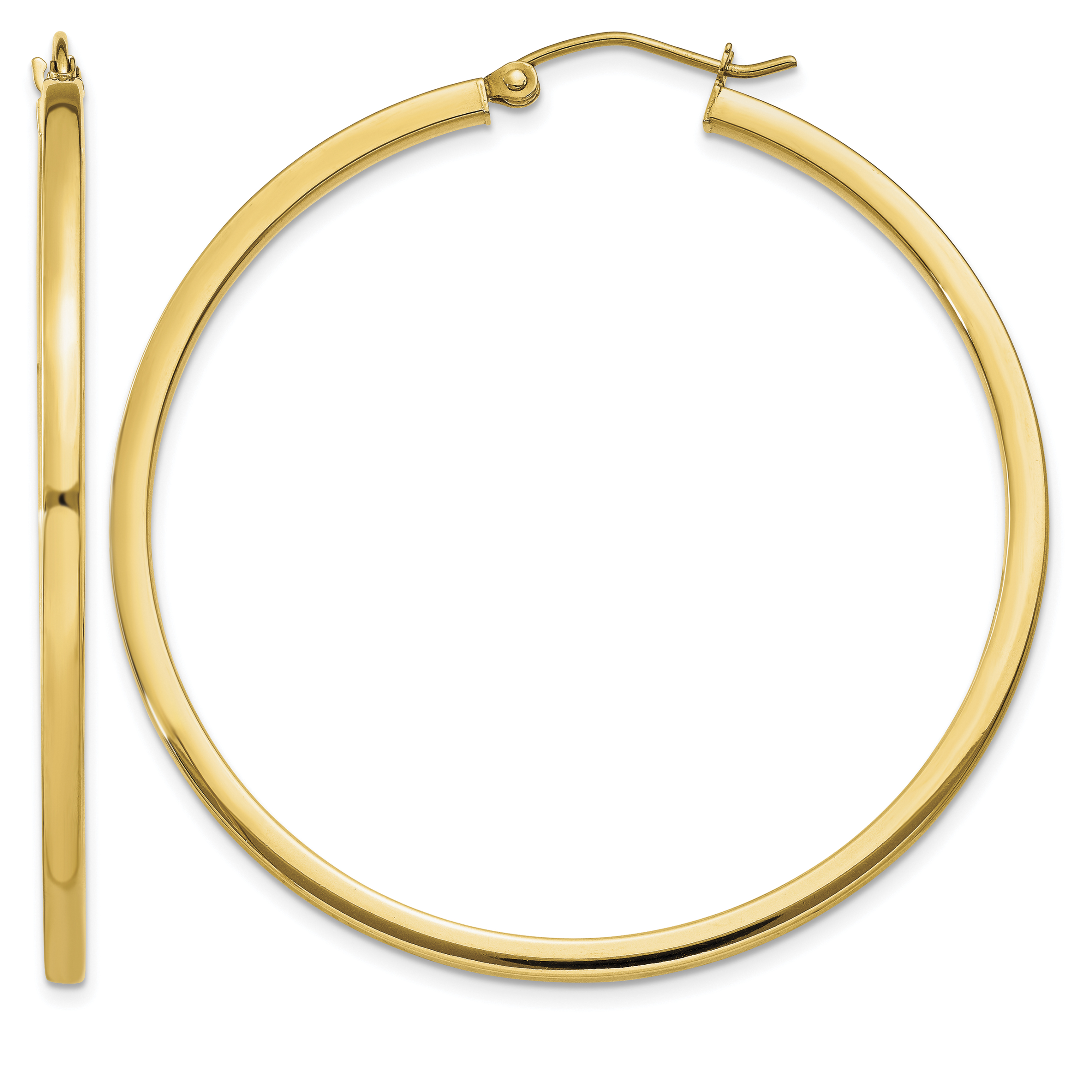 14k 2mm Square Tube Hoop Earrings (T1072)