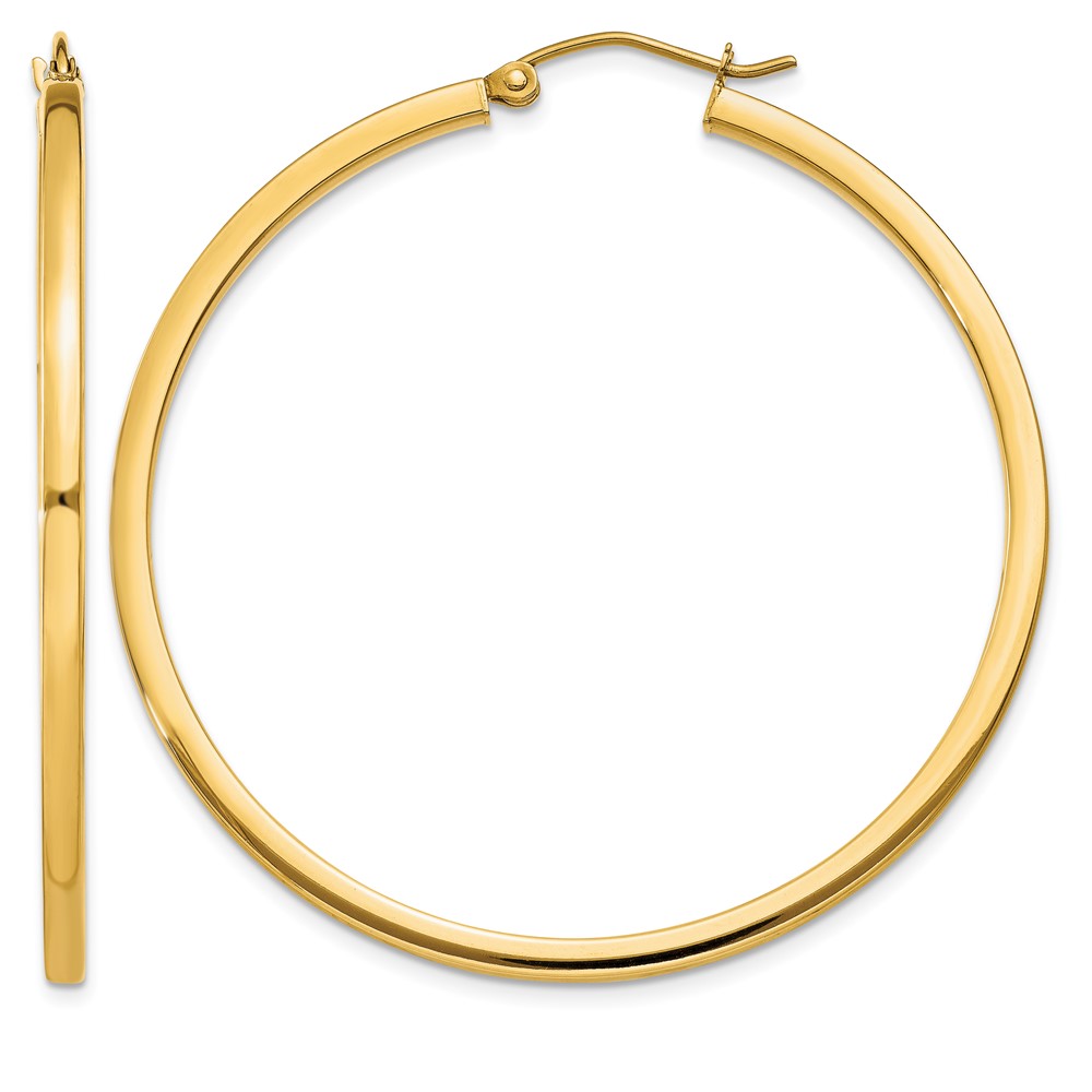 14k 2mm Square Tube Hoop Earrings (T1072)