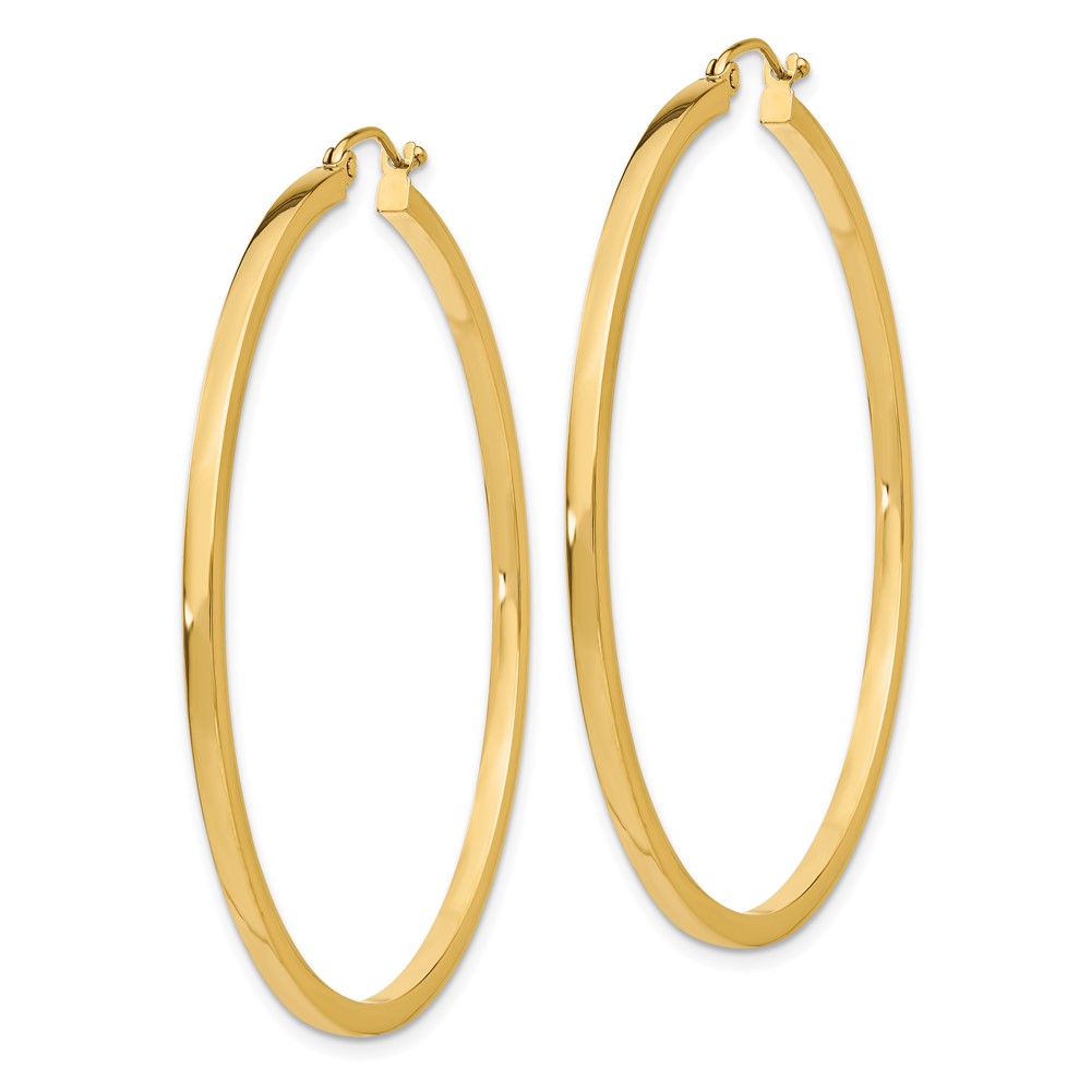 14k 2mm Square Tube Hoop Earrings (T1073)