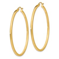 14K 2x50mm Square Tube Hoop Earrings view 2
