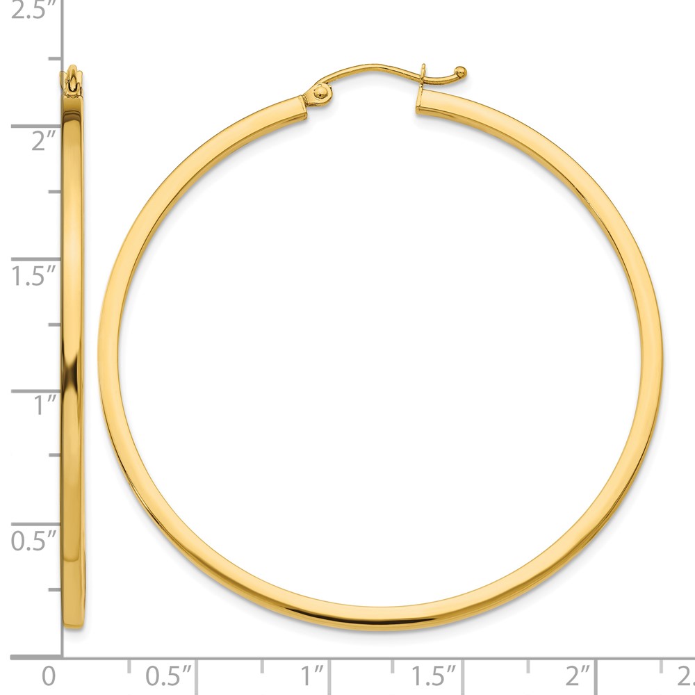 14k 2mm Square Tube Hoop Earrings (T1073)