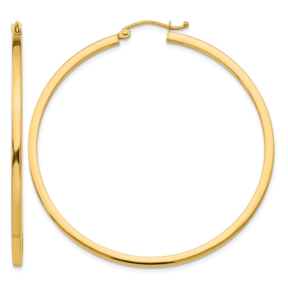 14k 2mm Square Tube Hoop Earrings (T1073)