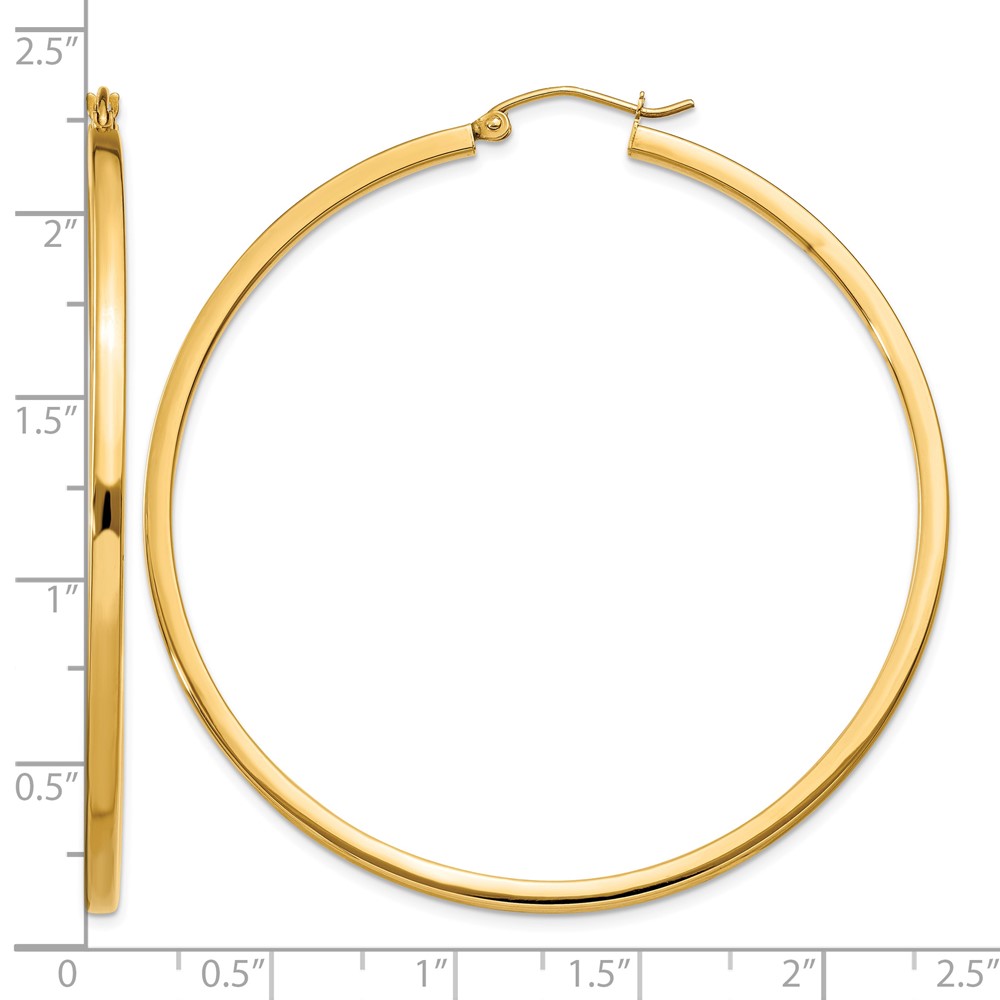 14k 2mm Square Tube Hoop Earrings (T1074)