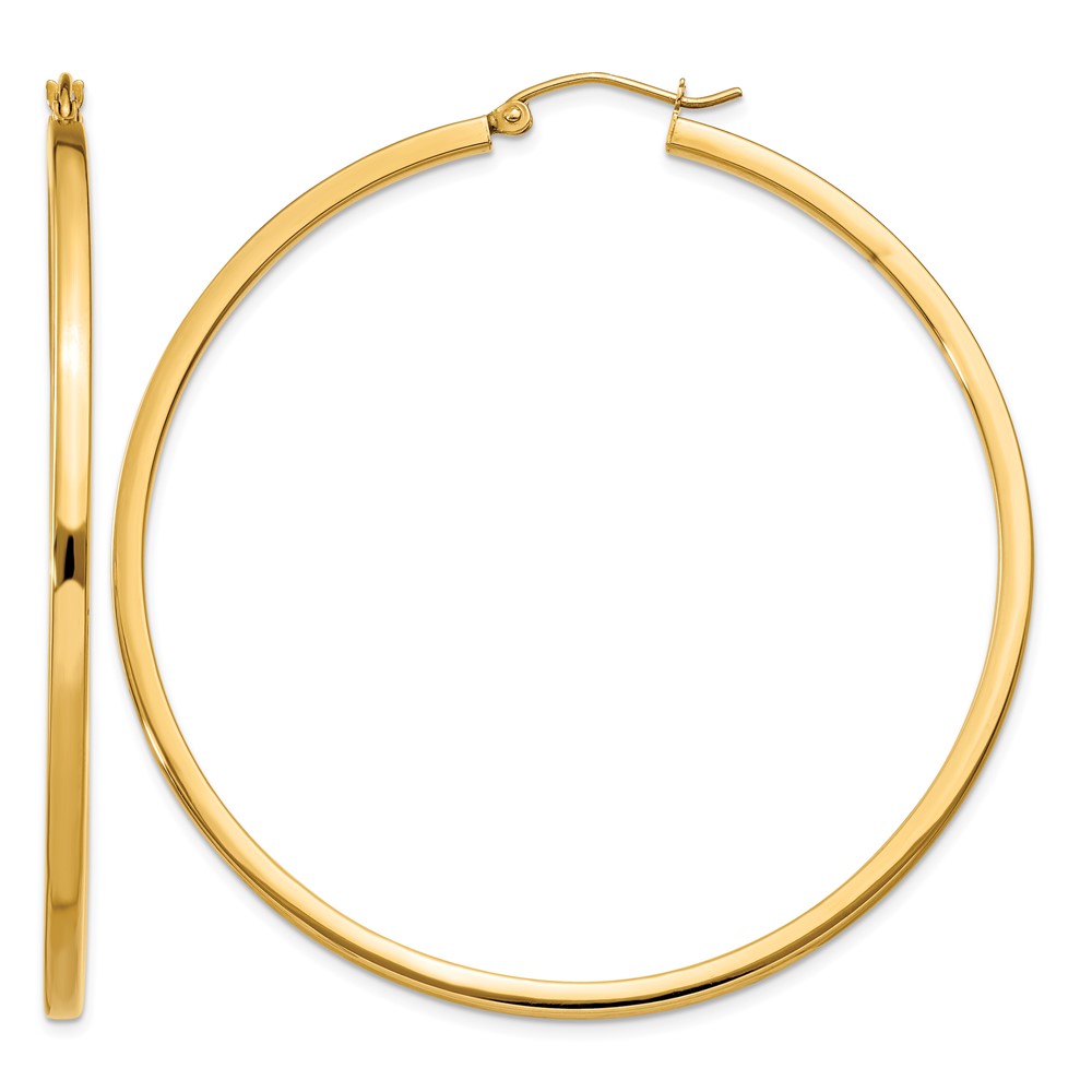 14k 2mm Square Tube Hoop Earrings (T1074)