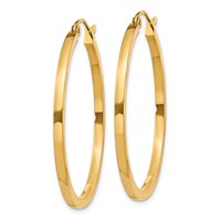 14K Yellow Gold 2x 35mm Square Tube Hoop Earrings view 2