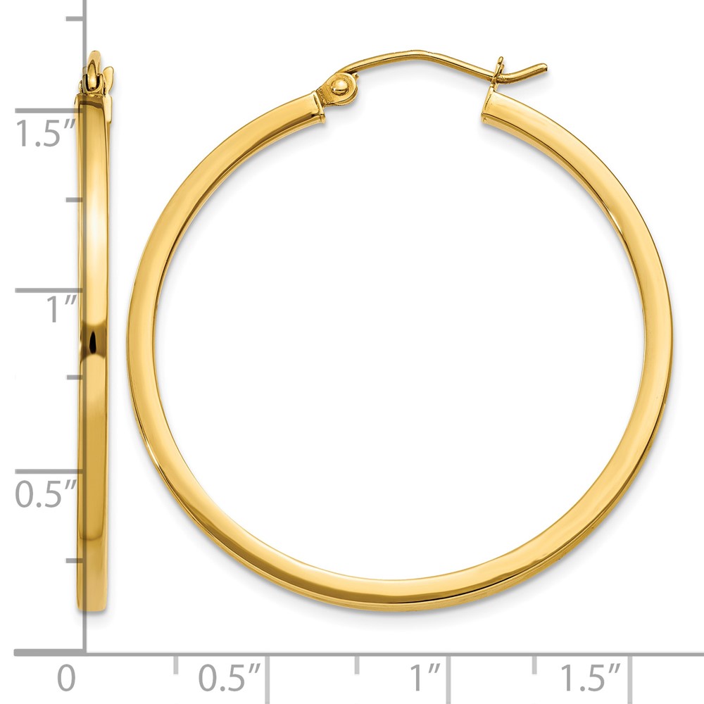 14k 2mm Square Tube Hoop Earrings (T1075)