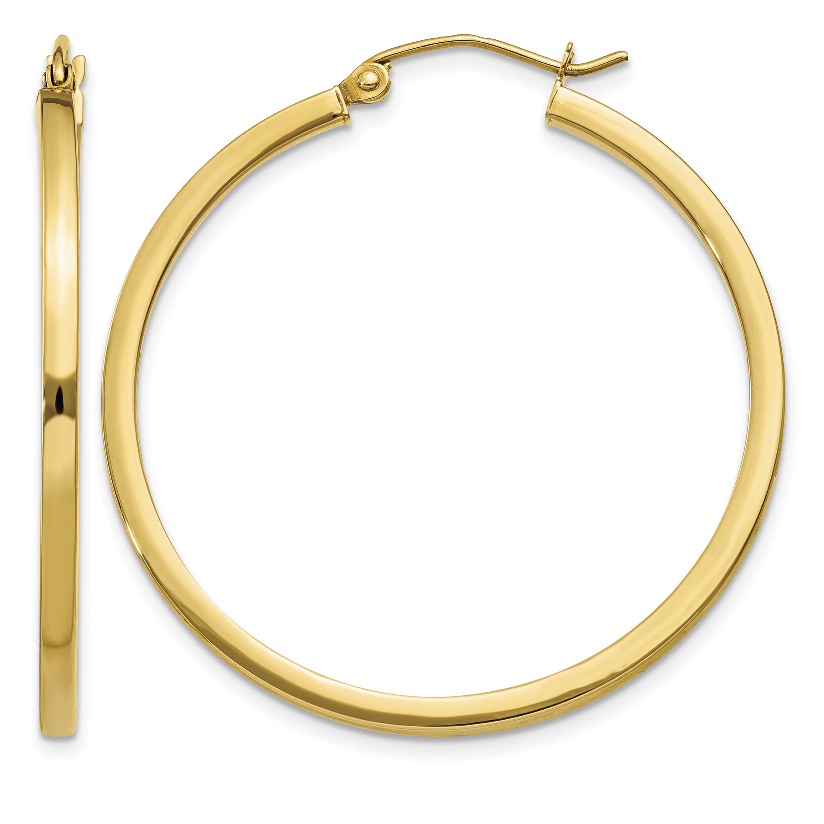 14k 2mm Square Tube Hoop Earrings (T1075)