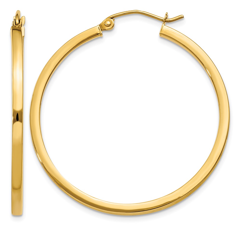 14k 2mm Square Tube Hoop Earrings (T1075)