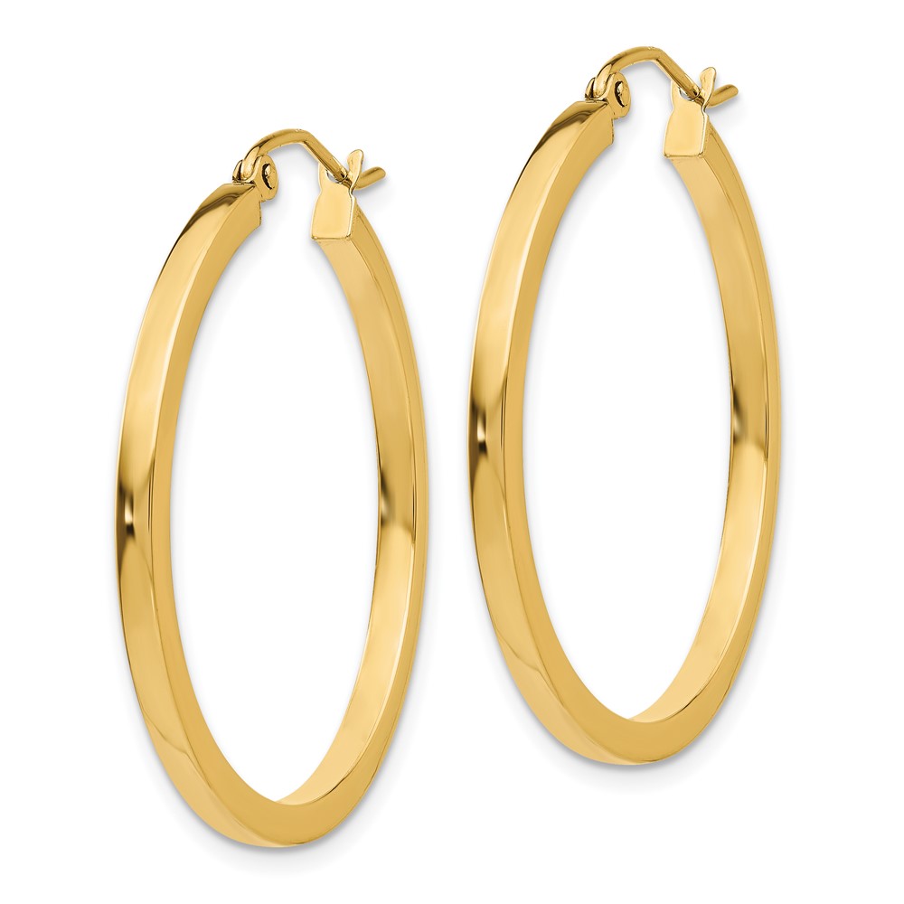 14k 2mm Square Tube Hoop Earrings (T1076)