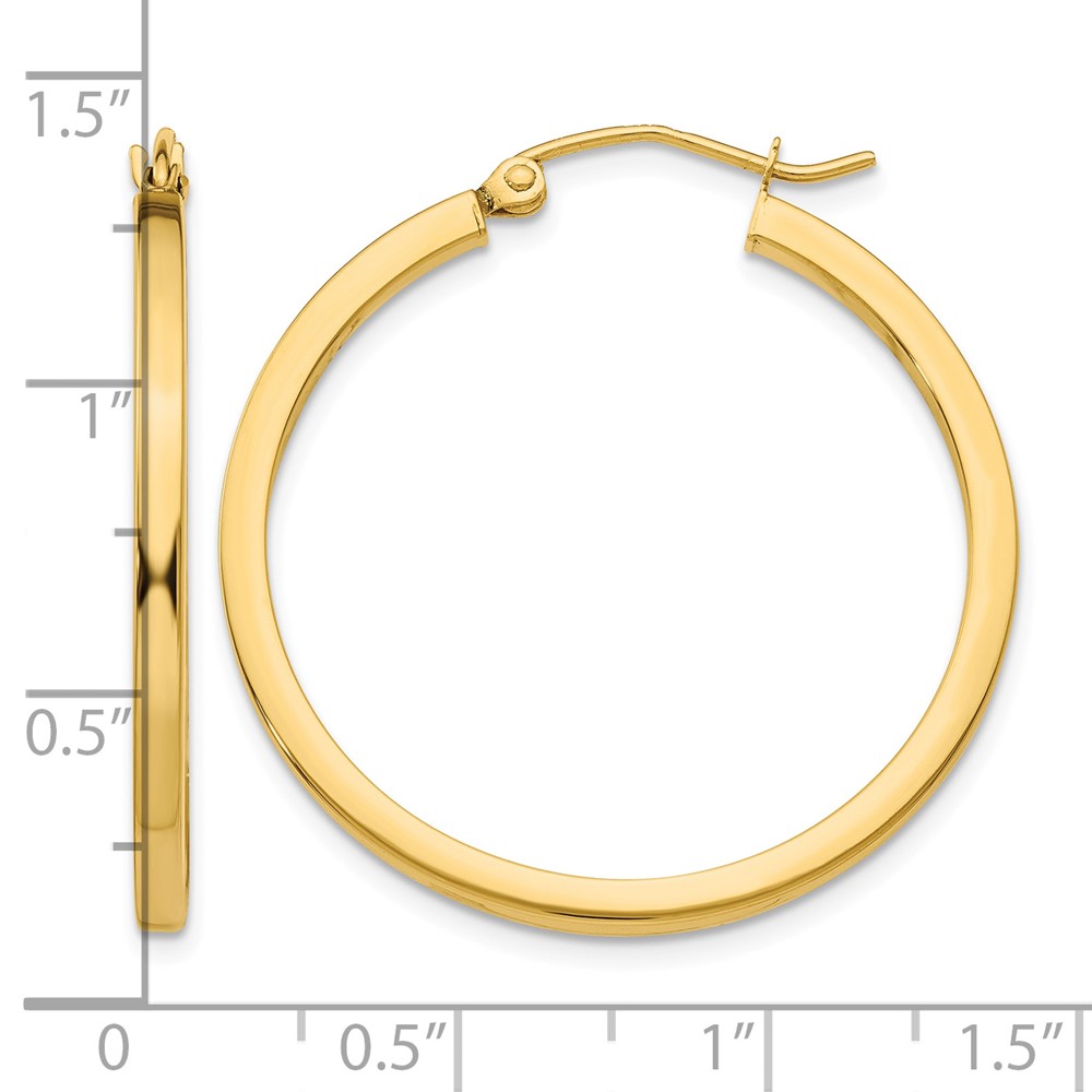 14k 2mm Square Tube Hoop Earrings (T1076)