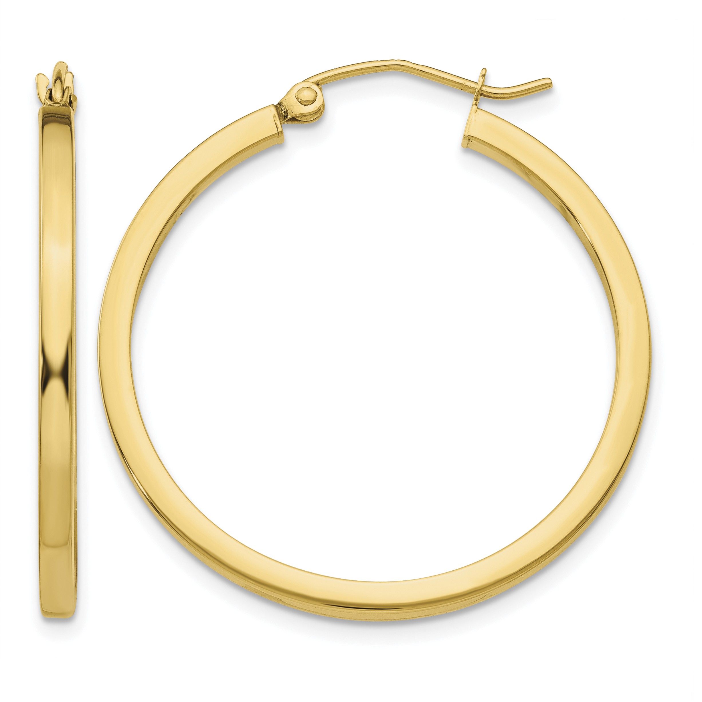 14k 2mm Square Tube Hoop Earrings (T1076)