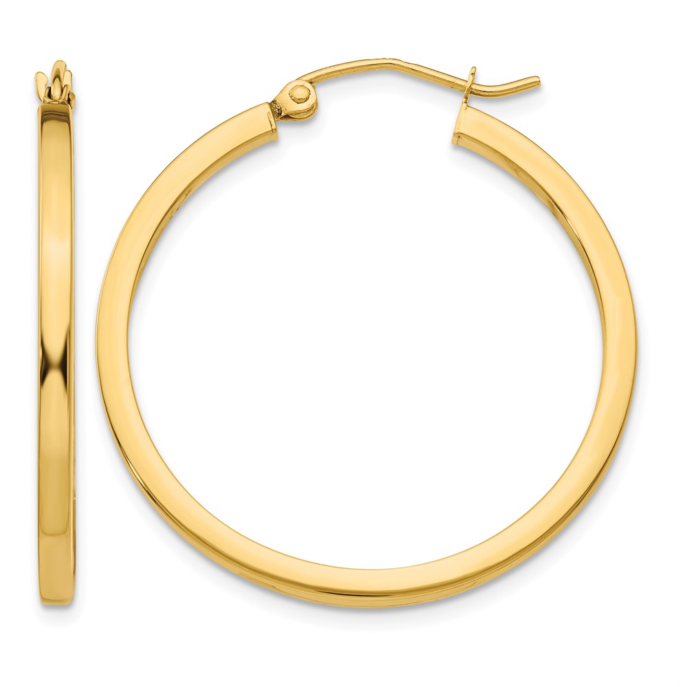 14k 2mm Square Tube Hoop Earrings (T1076)