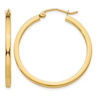 14K 2x30mm Square Tube Hoop Earrings view 1