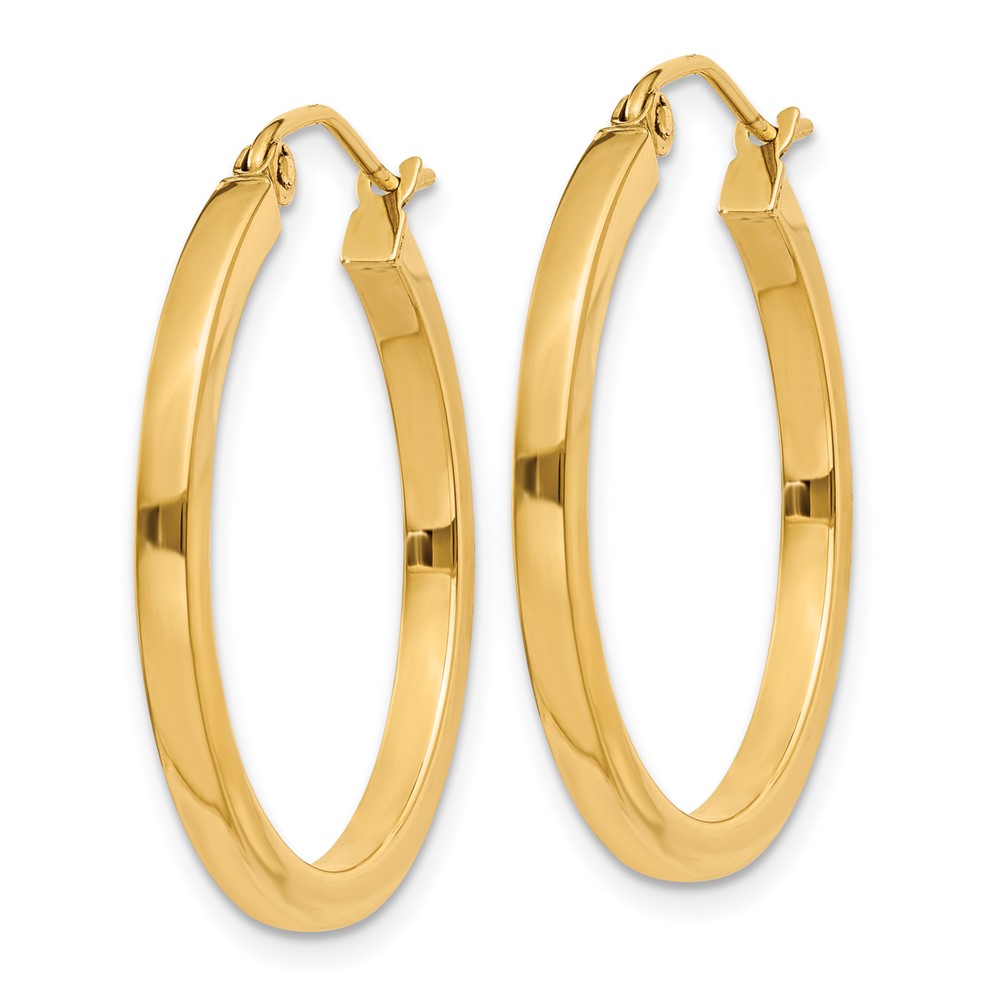 14k 2mm Square Tube Hoop Earrings (T1077)
