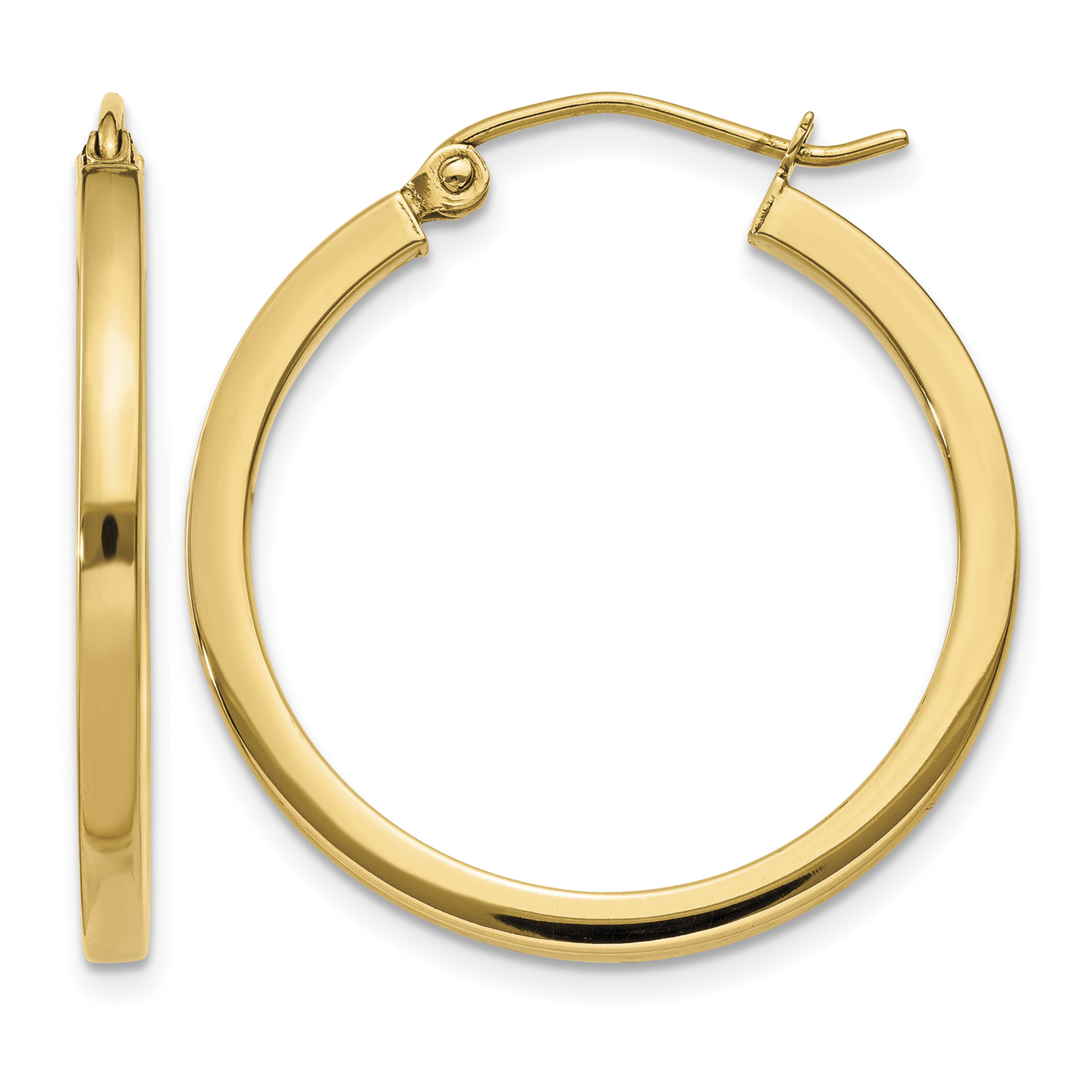 14k 2mm Square Tube Hoop Earrings (T1077)