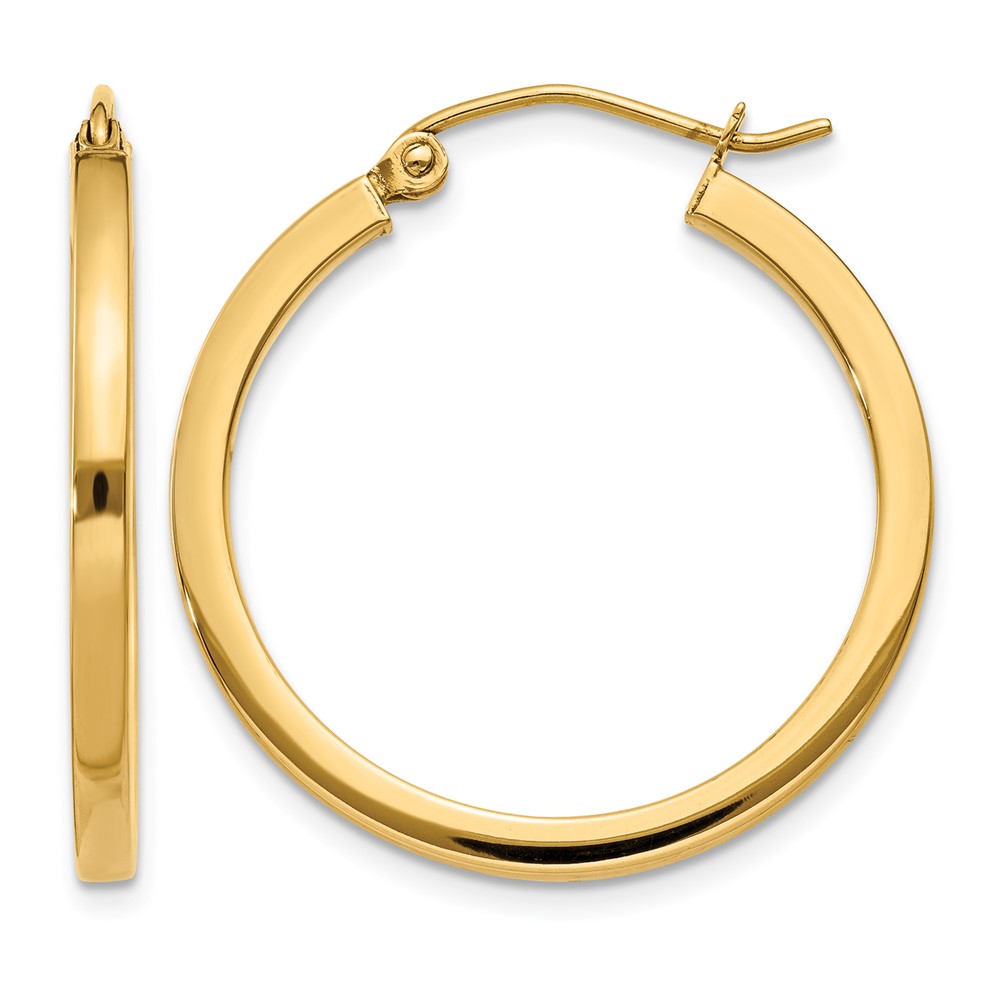 14k 2mm Square Tube Hoop Earrings (T1077)