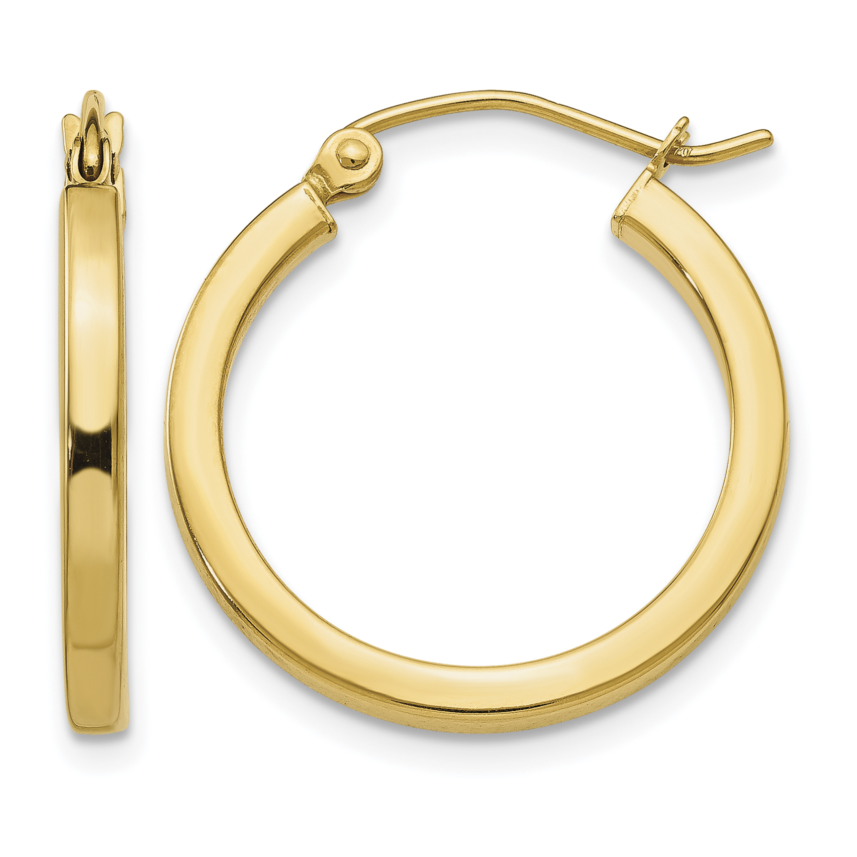 14k 2mm Square Tube Hoop Earrings (T1078)