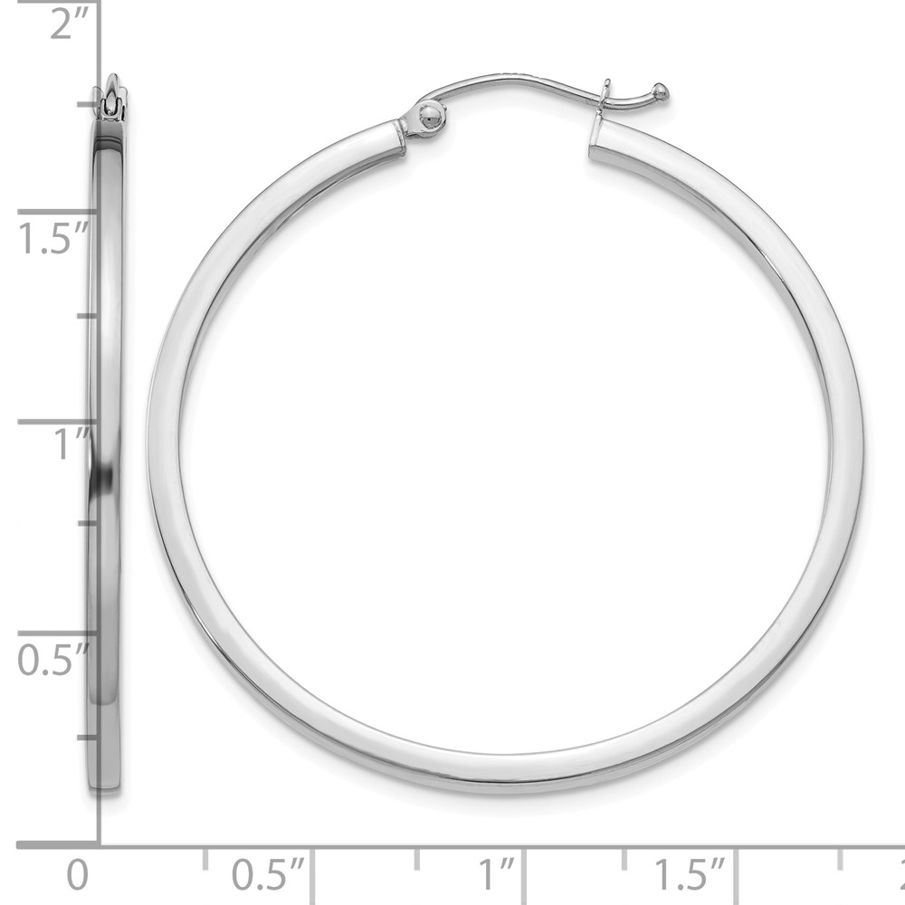 14k White Gold 2mm Square Tube Hoops (T1079)