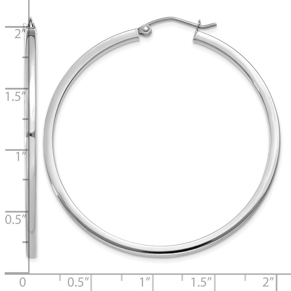 14k White Gold 2mm Square Tube Hoops (T1080)
