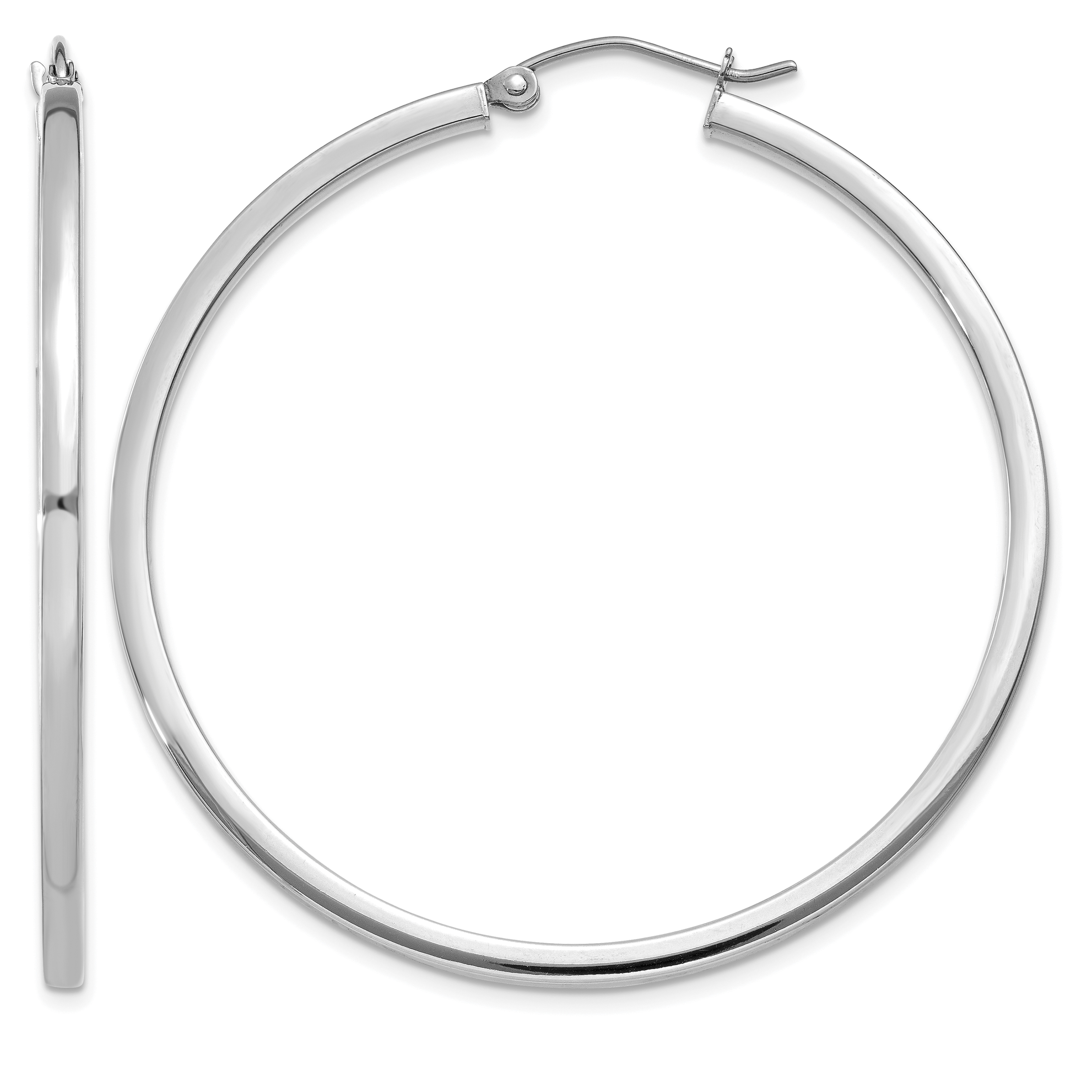 14k White Gold 2mm Square Tube Hoops (T1080)