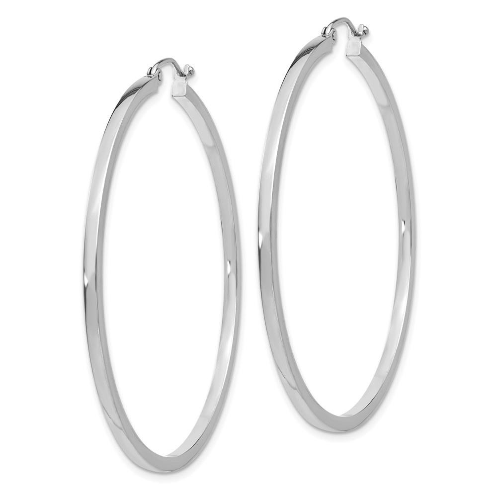 14k White Gold 2mm Square Tube Hoops (T1081)