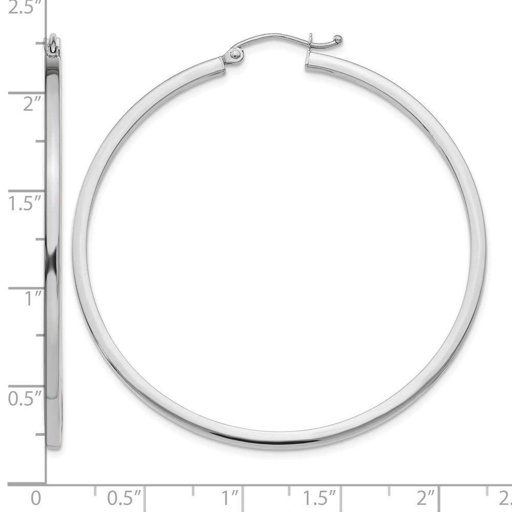 14k White Gold 2mm Square Tube Hoops (T1081)