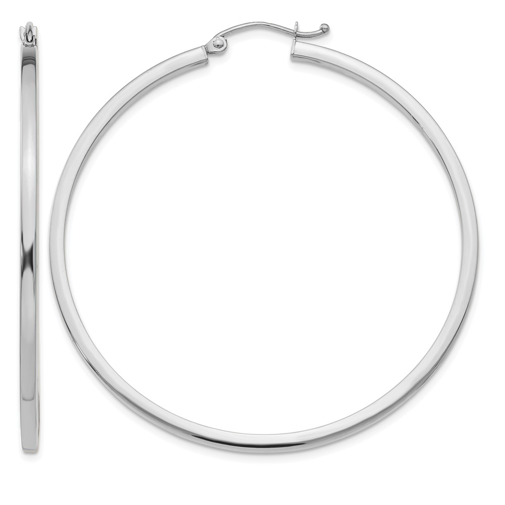 14k White Gold 2mm Square Tube Hoops (T1081)